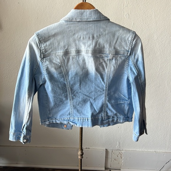 Miss me crop button front yoke lace denim jacket M - Picture 4 of 4